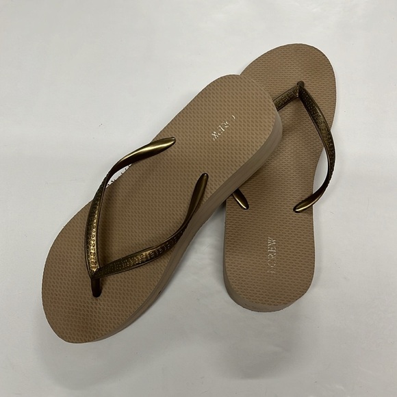 J Crew Skinny Wedge Flip Flop Gold - Picture 3 of 6